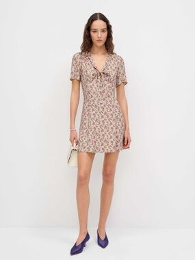 NEW Reformation Tyra Floral Tie Front Minidress In Eveline Size 10